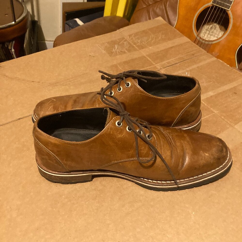 Helm Oxford Mens 10.5 EE Genuine Leather Lace Up Shoes